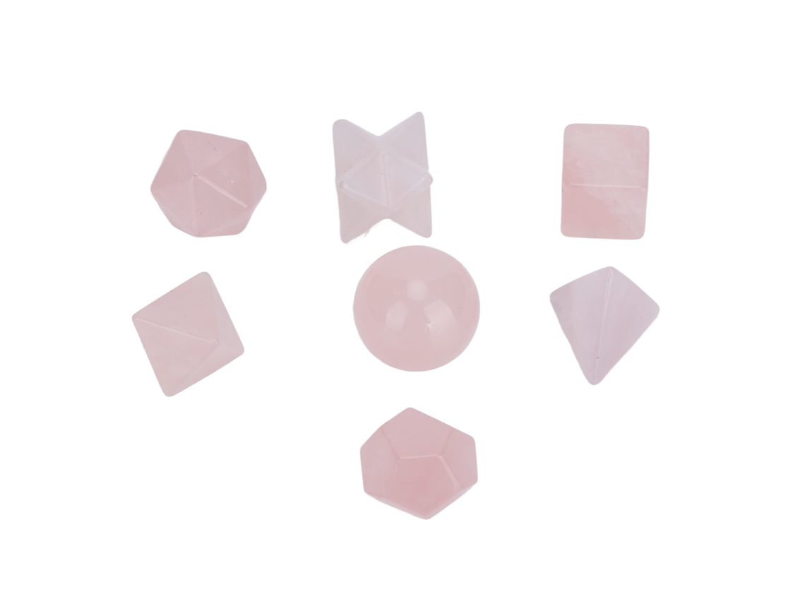 7pcs Cristais de Cura Chakra Pedra Semi preciosa Padrões Geométricos Ornament Energia Positiva Rosa