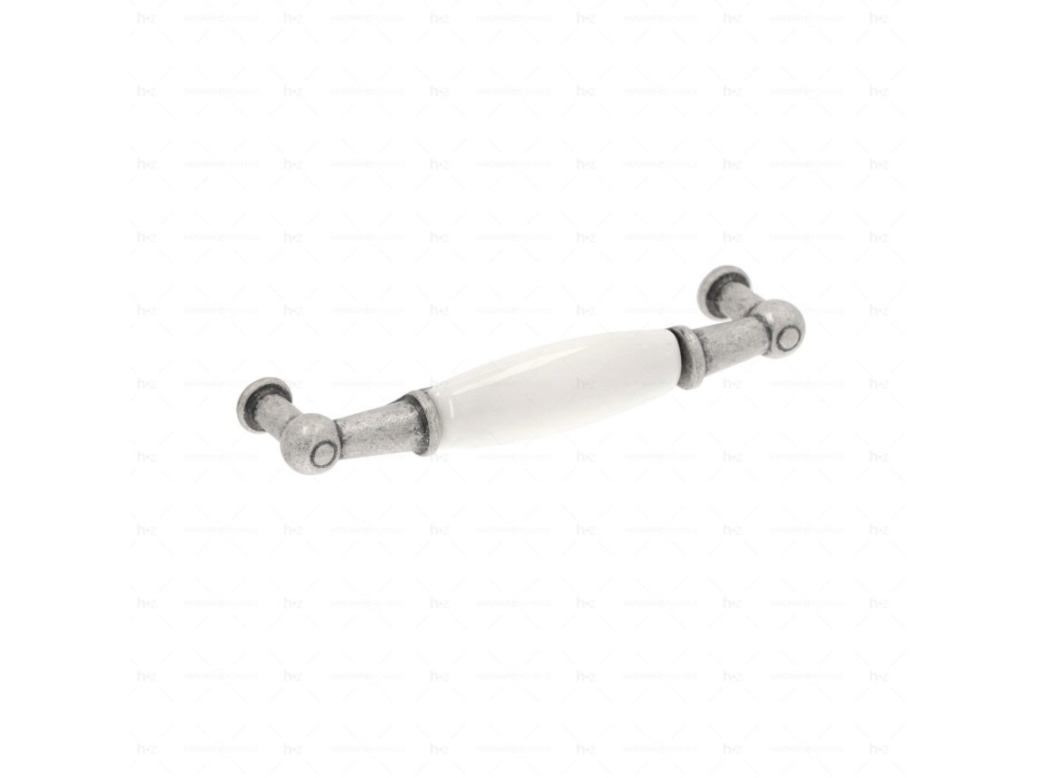 Tirador para muebles Aleación de zinc/ Porcelana.Estilo clásico. Distancia entre ejes 96. Plata vieja rayada HARDWAREXCHANGE