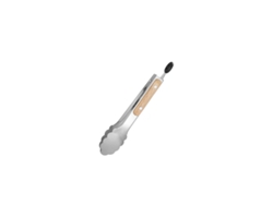 Pinzas Para Alimentos De Acero Inoxidable (21cm) Con Mango De Madera, Resistentes Al Calor Y Fáciles De Limpiar.
