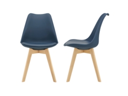 Juego de 2 sillas de comedor Fläten [EN.CASA] estilo escandinavo 82x49x54cm cuero sintético - Azul