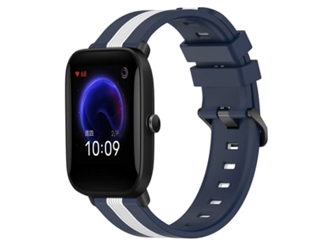 Correa de reloj inteligente para Amazfit Pop 20 mm Correa de reloj de silicona vertical bicolor (azul + blanco)
