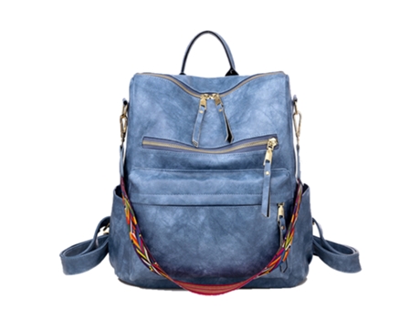 Mochila De Moda Para Mujer, Bolsa De Viaje De Cuero Pu, Azul ZMDECQNA