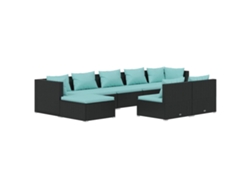 Conjunto 9 de muebles de jardín VIDAXL y cojines ratán sintético negro