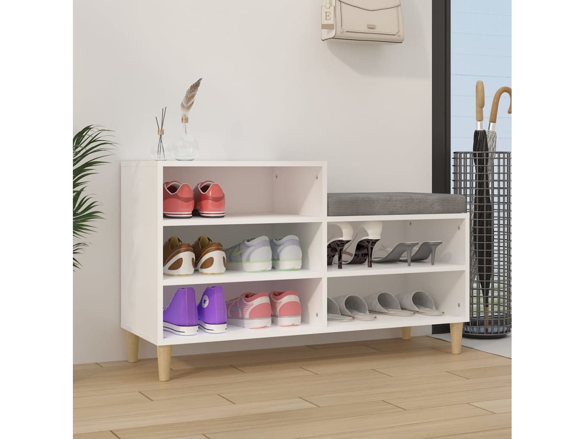Mueble Zapatero | Armario Zapatero Madera Contrachapada Blanco 102x36x60 Cm