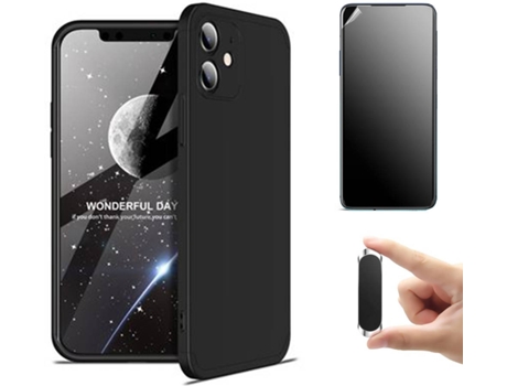 Kit Carcasa y Protector iPhone12 Ultimatte, Slim Armor 360º y Soporte Magnético Negro