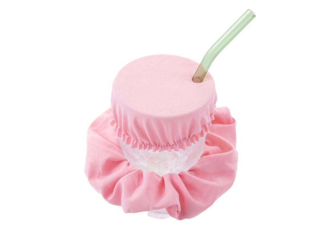2 Fundas Reutilizables Para Bebidas Con Diseño De Scrunchie, Resistentes Al Envenenamiento, Color Rosa Claro. Se Adaptan A La Mayoría De Los Vasos.