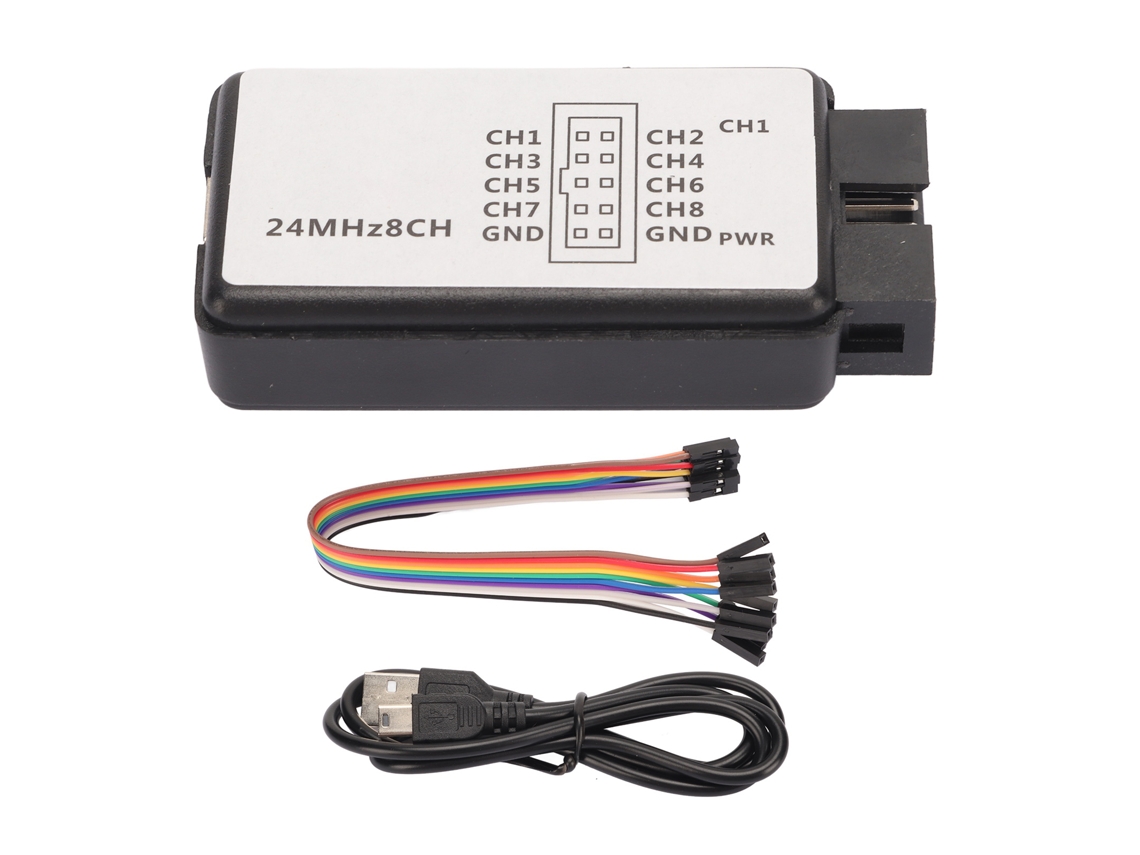 Analizador Lógico Usb De 8 Canales Y 24 Mhz Con Búfer De 5 V, 10 Mil Millones De Muestras Y Compatibilidad Con I2c Uart.