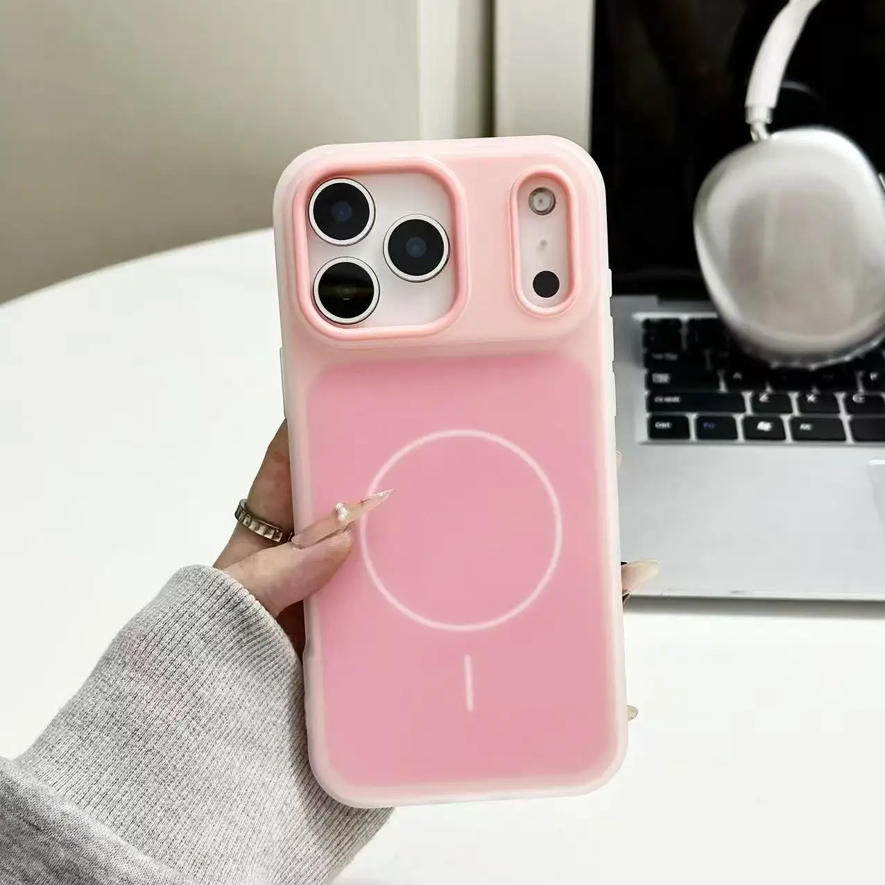 (iphone 12 Rosa) Funda Magnética 2 En 1 Para Teléfono, Compatible Con Carga Inalámbrica Magsafe, Carcasa Mate.