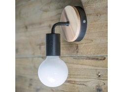 Aplique De Pared Led Negro Con Casquillo E27, De Hierro Y Madera, Estilo Industrial, Ideal Para Dormitorio, Bar U Hotel (bombilla No Incluida).