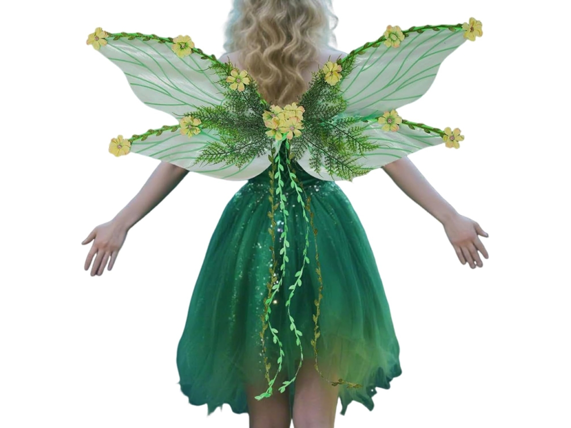Alas de Hada Alas de Mariposa para Halloween con Hojas y Detalles 3D Accesorios de Disfraz Vayotoy