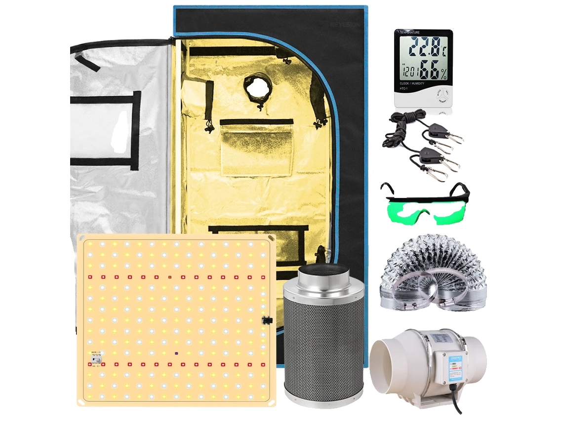 Kit completo de cultivo hidropónico de interior, luz LED, filtro de carbón, 60 x 60 x 120 cm (kit OEM)