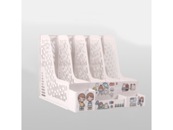 Organizador De Archivos De Escritorio Con 4 Compartimentos Estante Vertical De Libros Blanco Para Estudiantes