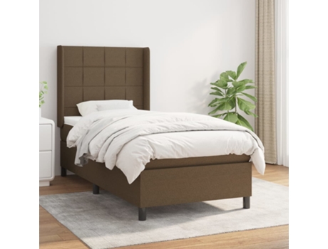 vidaXL Cama con somier y colchón 90x190 cm tela marrón oscuro