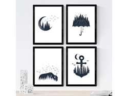 Set de 4 Láminas NACNIC Bosque Pajaros (A4)