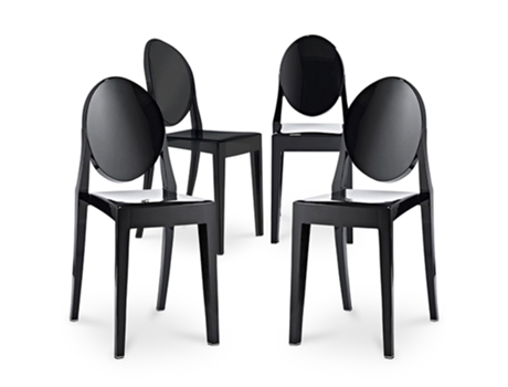Pack de 4 Sillas de Comedor Victoria Queen Transparentes 50x38x91cm GHOST STYLE