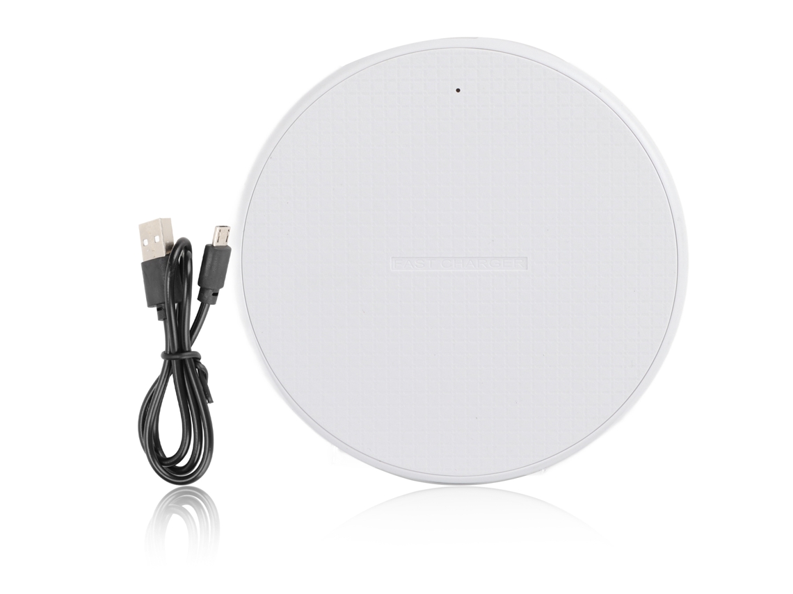 Cargador Inalámbrico Rápido De 5 W, Portátil, Compacto, De Plástico, Entrada De 5 V 2 A, Salida De 5 V 1 A, Blanco.