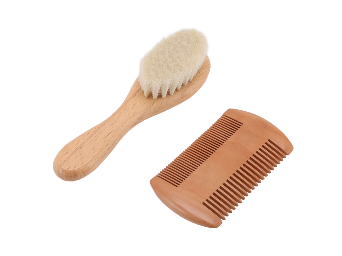 Juego de peine y cepillo de madera para el cabello de bebé
