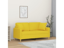 Maison Exclusive - Sofá De 2 Plazas Con Cojines Tela Amarillo Claro 140 Cm