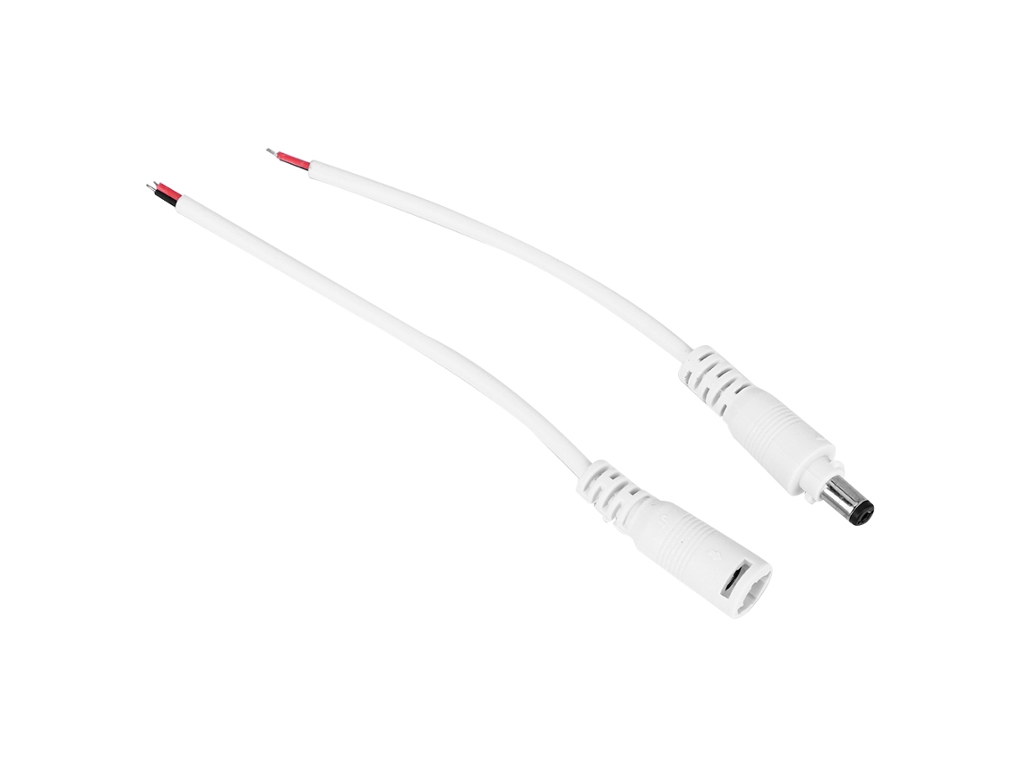 pares de conectores de alimentación de CC macho a hembra de 5,5 x 2,1 mm con cableado de bloqueo (blanco)