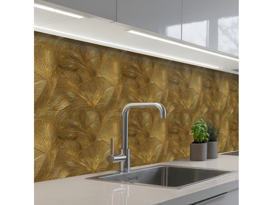 Salpicaderos De Cocina Ecológico - Líneas - Oro 200x60 Cm