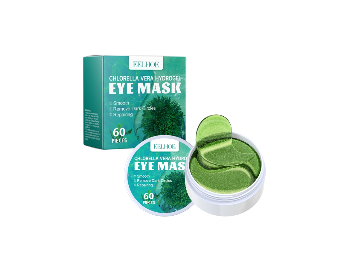Mascarilla de hidrogel para ojos con clorella vera, tratamiento hidratante y reafirmante para ojeras y líneas de expresión, 60 unidades.