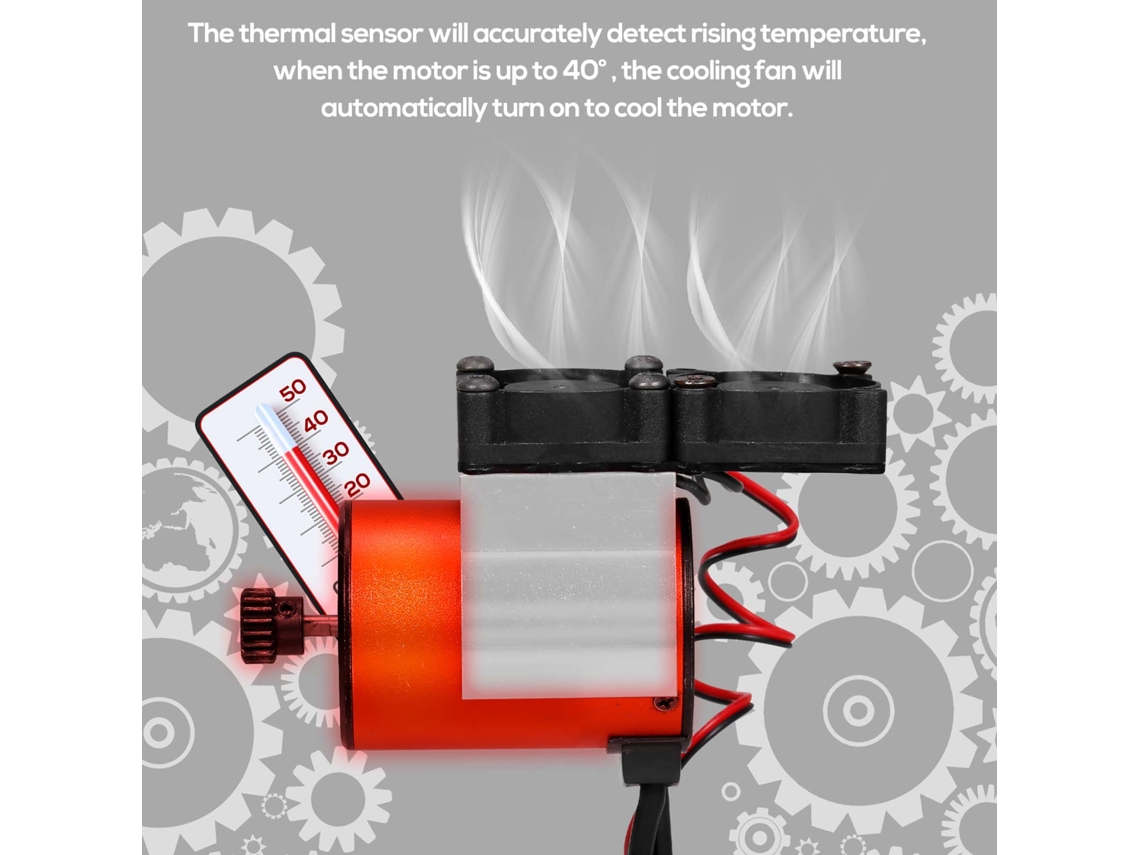 Disipador de calor para motor RC 540 550 con 2 ventiladores y sensor térmico CNC de aluminio para coches Traxxas HSP Redcat Tamiya Axial
