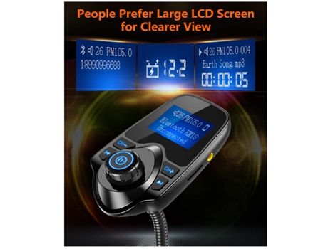 Adaptador de Rádio Transmissor FM Bluetooth para Coche CHRONUS FSQ_zzh_0620_9 Negro
