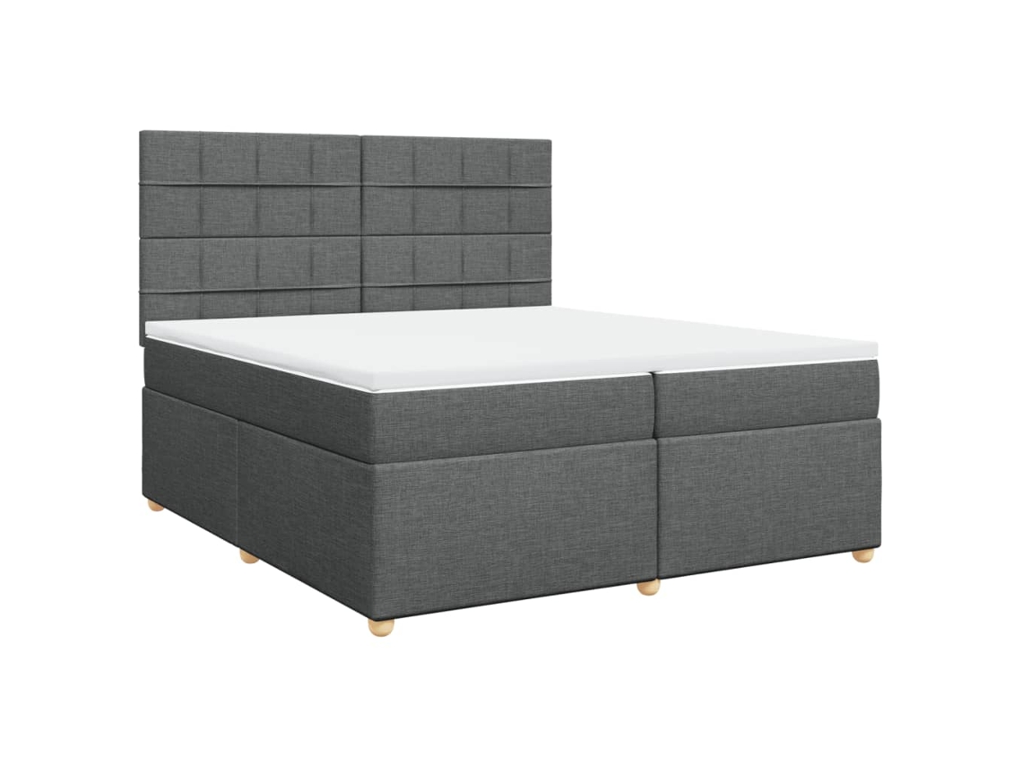 Maison Exclusive - Cama Box Spring Con Colchón Tela Gris Oscuro 200x200 Cm