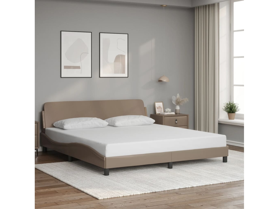 Estructura Cama Sin Colchón Cuero Sintético Capuchino 180x200cm