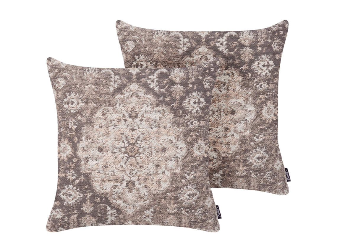 Juego de 2 Almohadas Decorativas BELLIANI Mimisal (Marrón - 45x45 cm)