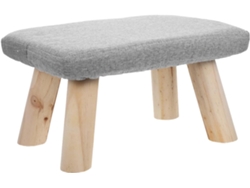 Reposapiés De Madera Maciza Gris Claro De 35 X 25 X 20 Cm, Taburete Multifuncional Compacto Para Oficina.