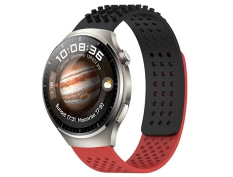 Correa de reloj inteligente para Huawei Watch 4 Pro 22 mm Orificios transpirables Correa de reloj de silicona con puntos 3D (negro + rojo)