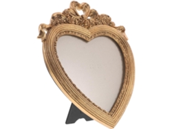 Marco De Fotos Retro Con Forma De Corazón Y Lazo Dorado Para Parejas.