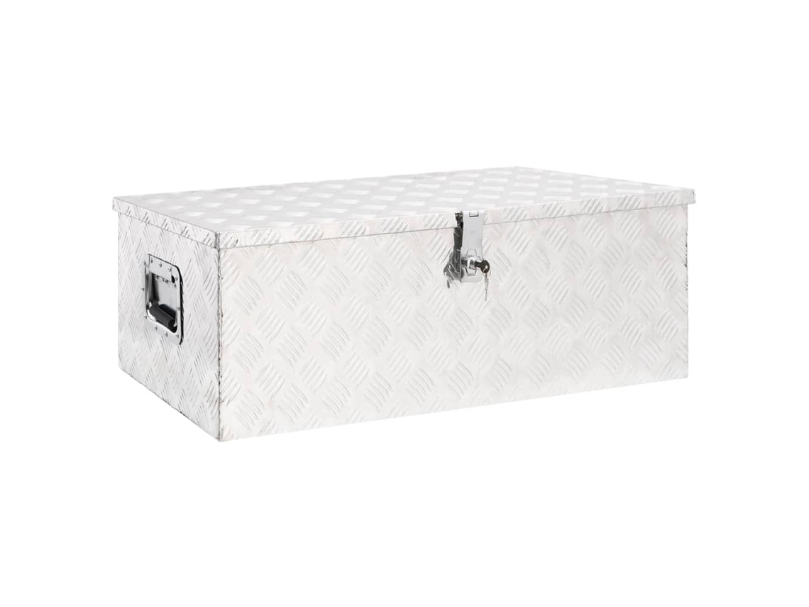 Caja de almacenamiento de aluminio plateado de 90 x 47 x 33,5 cm, DKD HOME DECOR