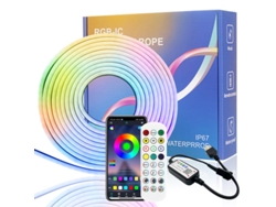 Tira de luz de neón, tira de luz LED RGB, control por aplicación, control remoto por infrarrojos 3 m Siurn