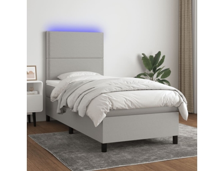 Cama con somier VIDAXL (Gris - Tela - 203 x 90 x 128 cm)