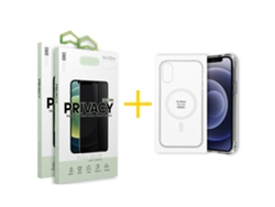 Pack 2 X Película de Vidrio Templado Antiespia + Funda GANDY por Apple iPhone 16 Plus Compatible con Magsafe Magnético Incoloro Clear