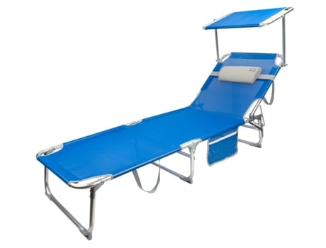 Tumbona AKTIVE con Parasol y Cojín (Azul - 188x58x30 cm)