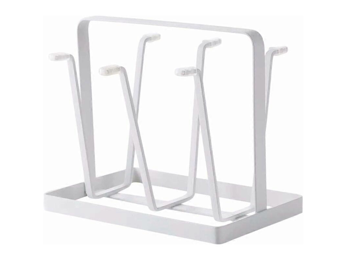 Porta Vasos De Acero Metalico Colgante Para Cocina Organizador De Tazas Con 6 Ganchos Rack De Secado Bebidas Color Negro