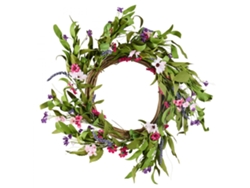 Corona Decorativa con Margaritas Rosas y Verdes 56 cm para Puertas y Salas Tekmaquinas
