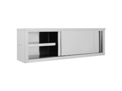 Armario de pared de cocina con puertas correderas, 150x40x50 cm, acero inoxidable, HARLANV1