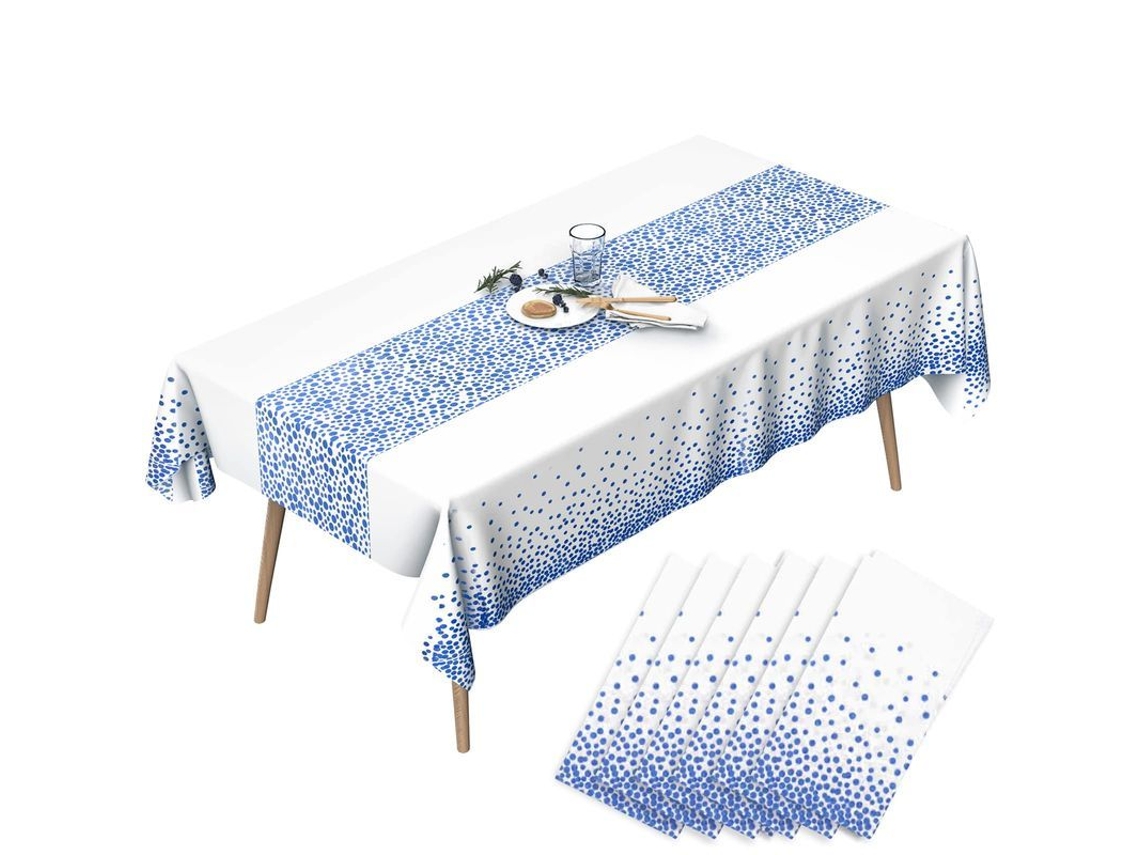 2026-34812-mantel Rectangular Azul Impermeable Para Fiesta De Material Ecológico Peva 54x108 Pulgadas