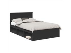 Maison Exclusive - Estructura De Cama Negro 135 X 190 Cm Madera De Ingeniería