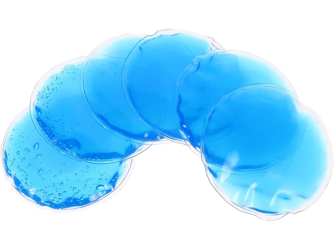 Paquete de 6 antifaces redondos de gel reutilizables para ojos, fabricados en PVC.