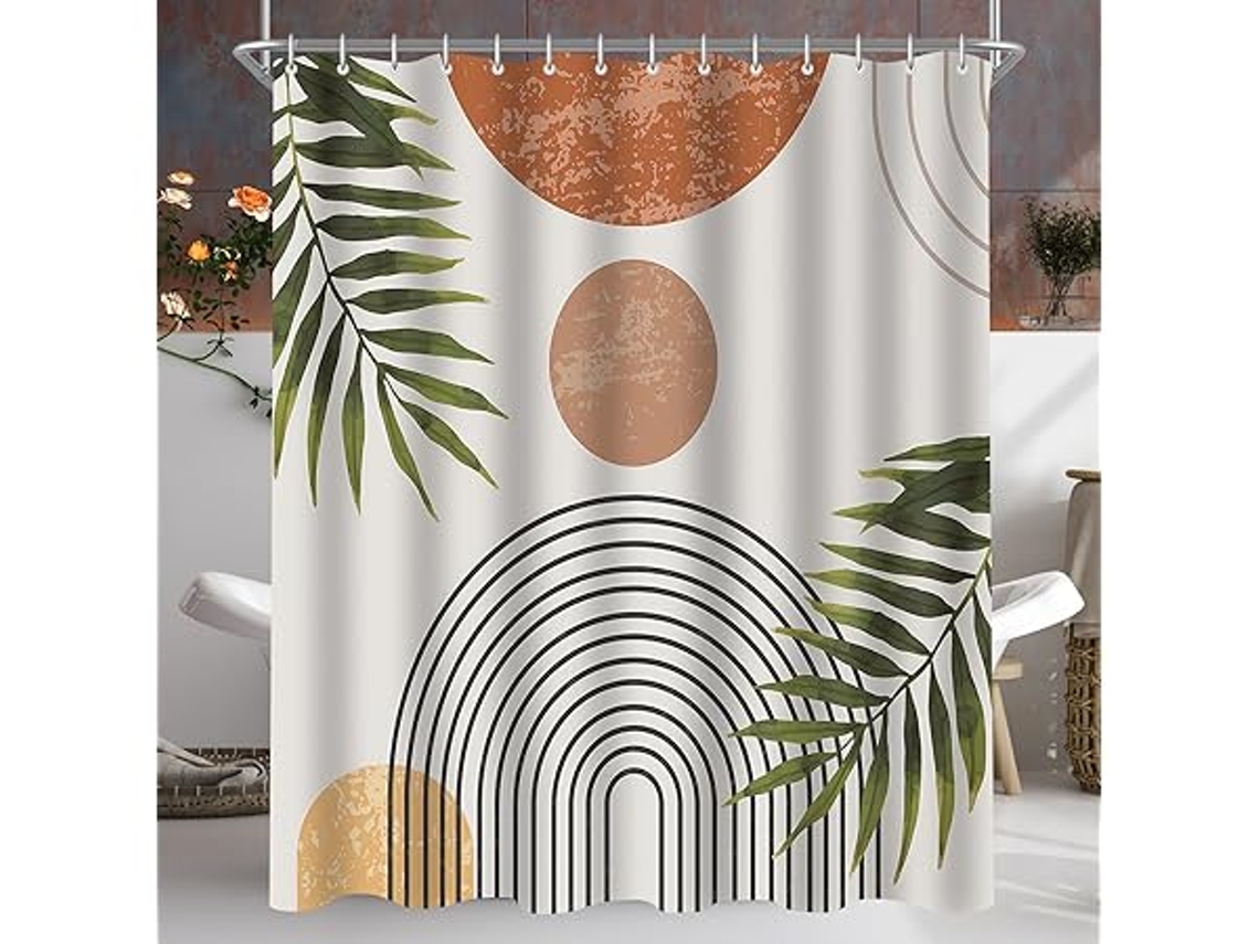 Cortina de ducha STELASPLEN de 180x200cm, resistente al moho, impermeable, lavable, con 12 agujeros y anillas.