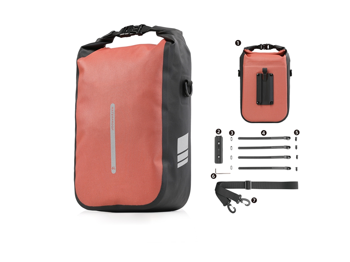 Bolsa Delantera Para Bicicleta De 6 Litros Con Sistema De Liberación Rápida, Resistente Al Agua Ip64.