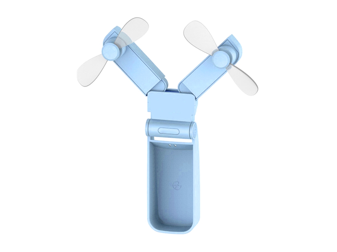 Mini Ventilador Eléctrico Plegable Usb Portátil Con Dos Boquillas Para Uso En Exteriores, Oficina Y Viajes - Azul