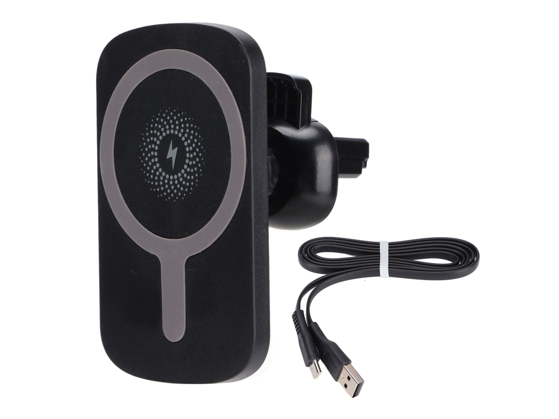 Cargador Inalámbrico Magnético 15w Para Coche Iphone, Cargador De Aire Duradero Negro