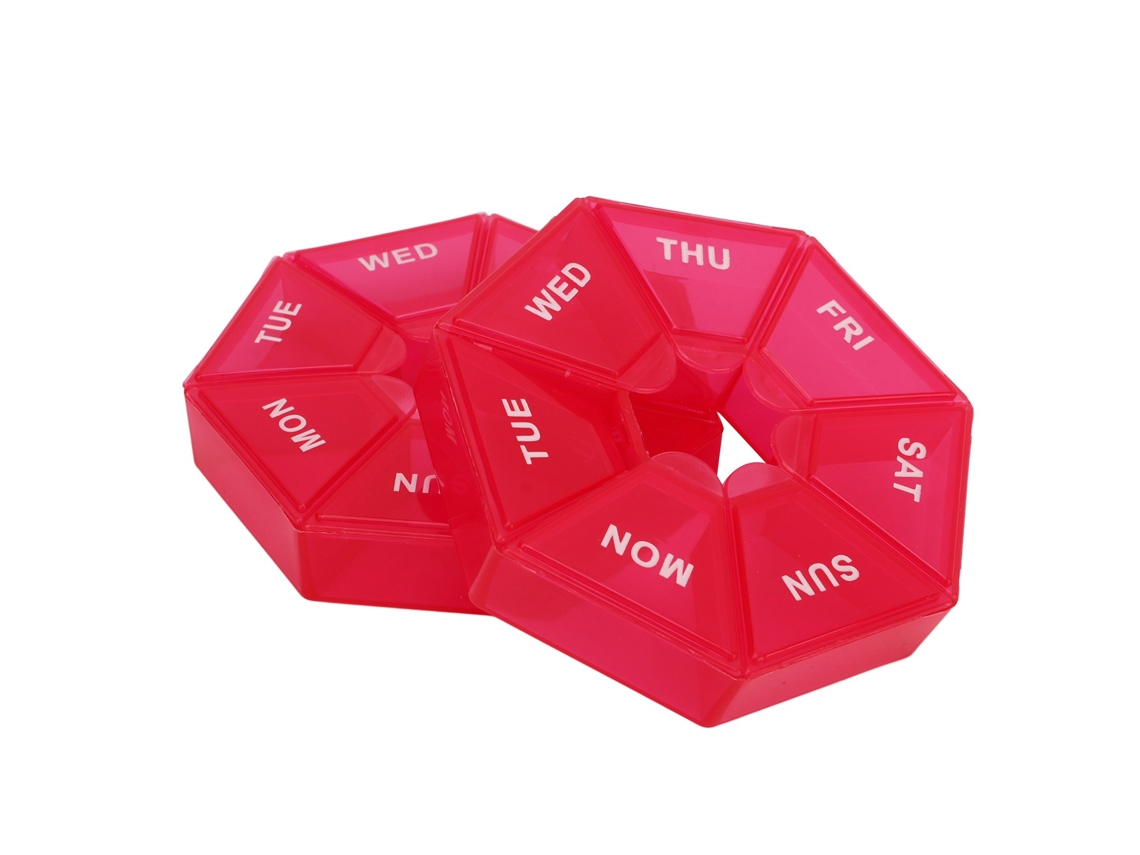 Organizador Semanal De Pastillas, 2 Veces Al Día, 7 Días, Con 7 Compartimentos, Pp Portátil, 40 G, Rojo