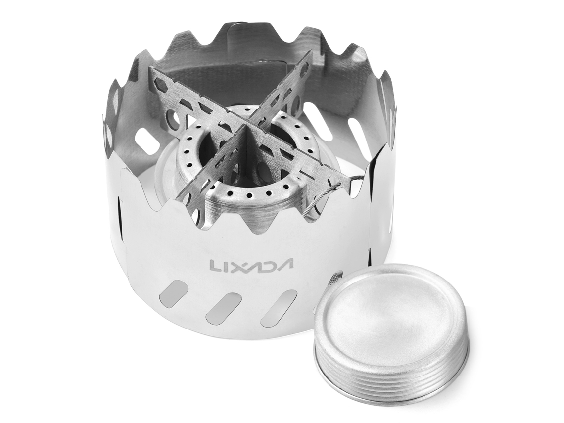 Mini Hornillo De Alcohol Portátil De 100 Ml Con Base En Cruz/paravientos Para Acampar, Hacer Senderismo Y Supervivencia.